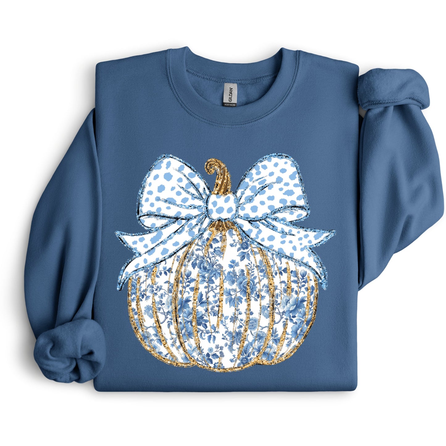 Blue Floral Pumpkin Sweatshirt.