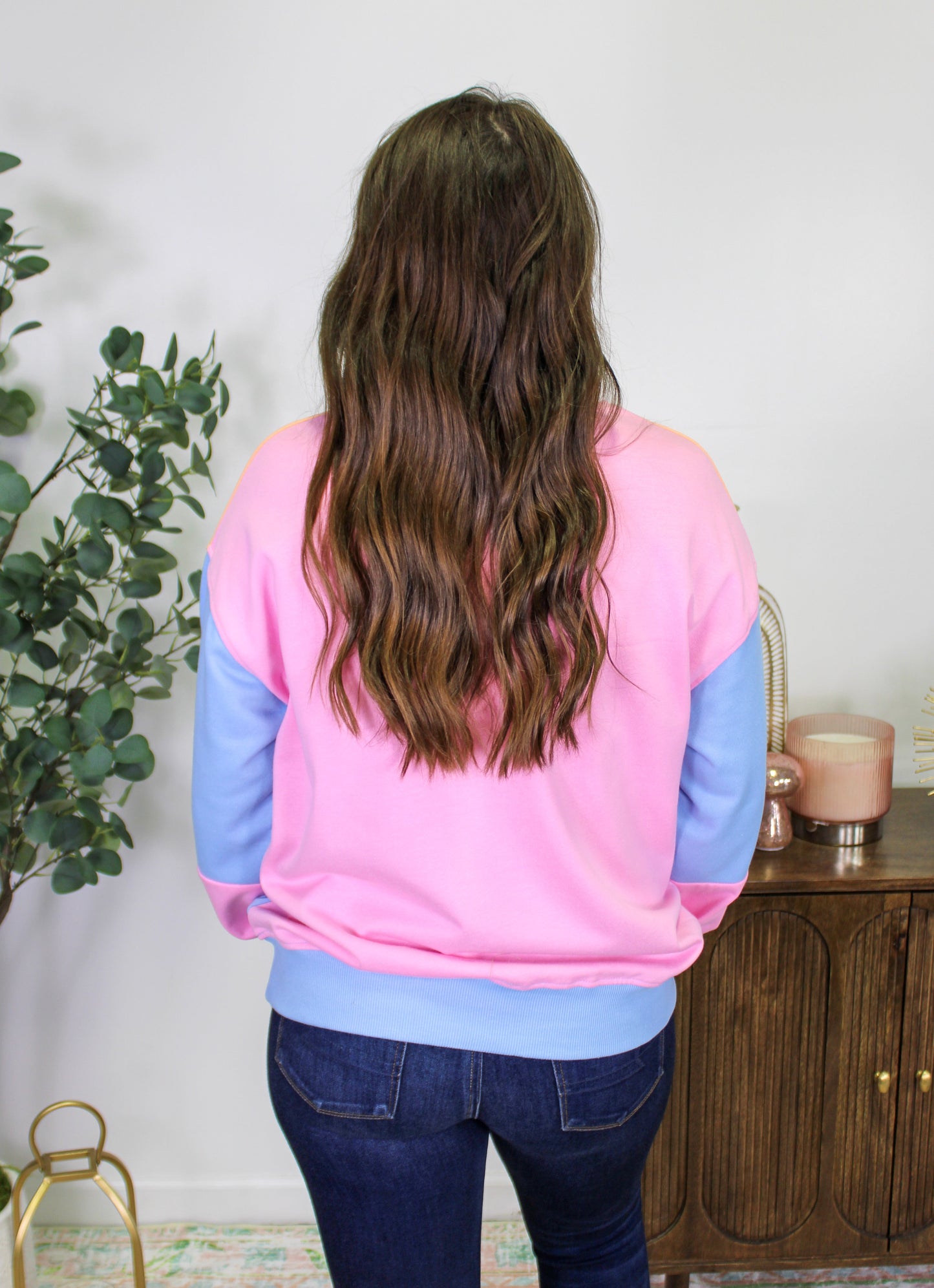 Blue Colorblock Pullover LT