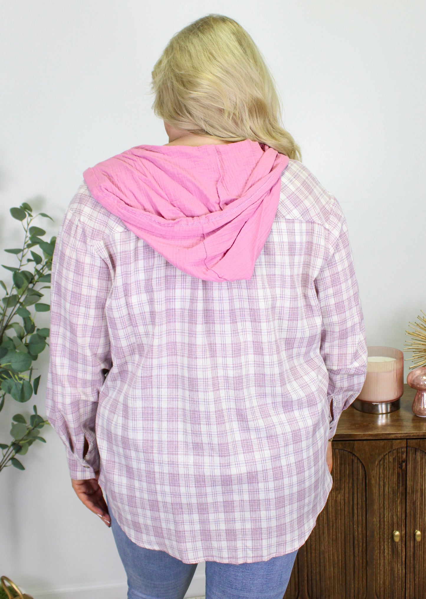 Pink Plaid Plus Size Hoodie September.