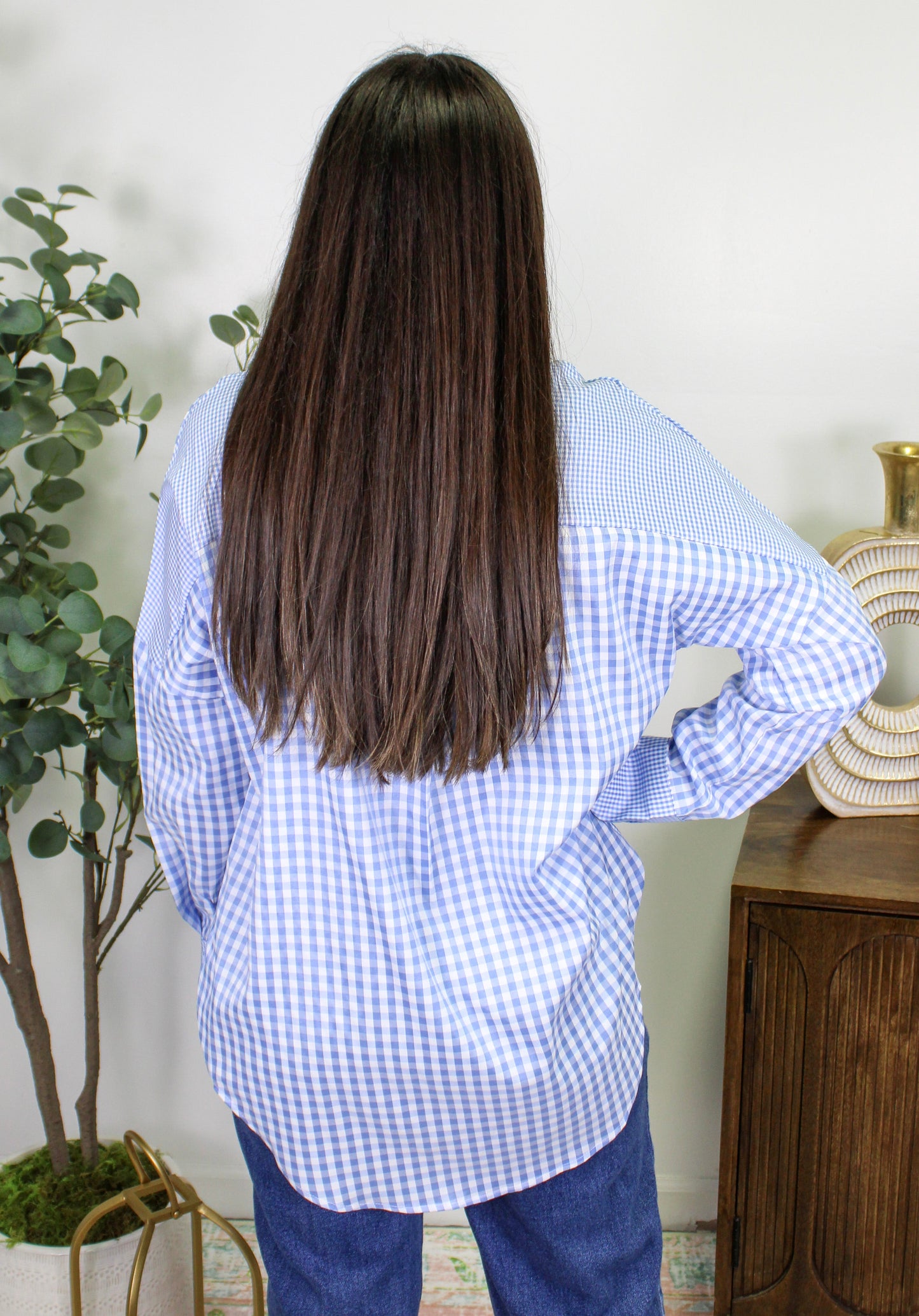 Blue Gingham Button Up September.
