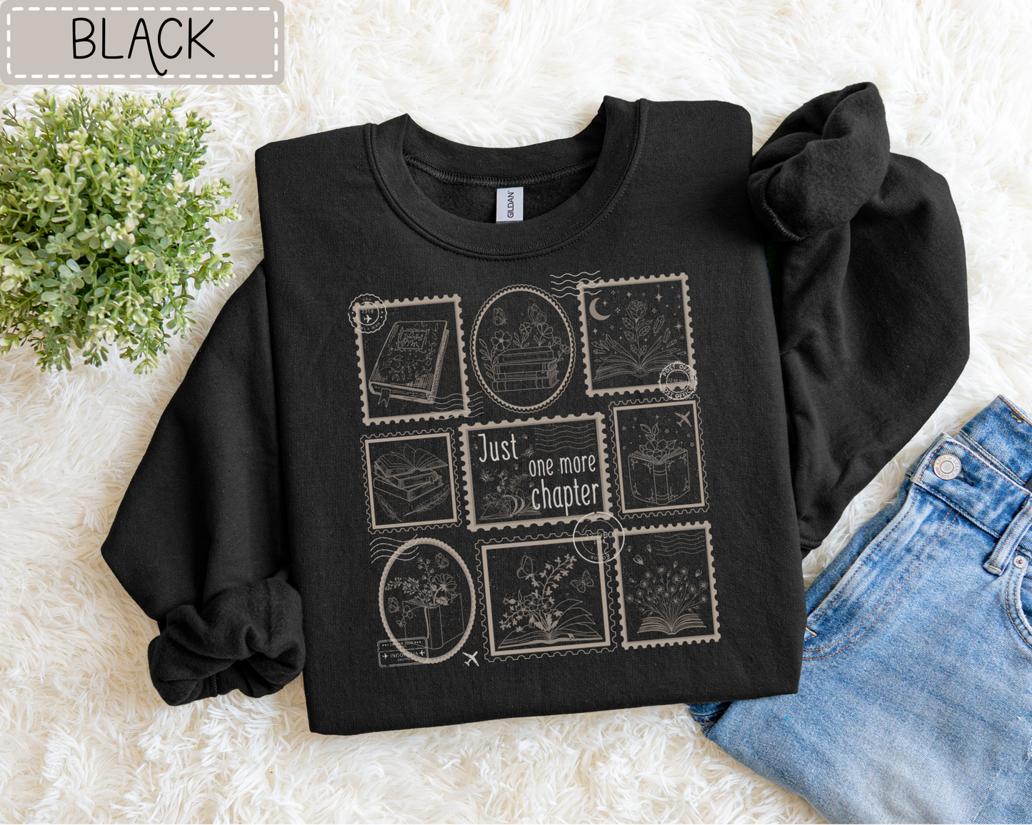 Just One More Chapter Stamps Sweatshirt.