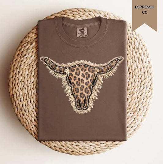 Leopard Cow Skull Tee.