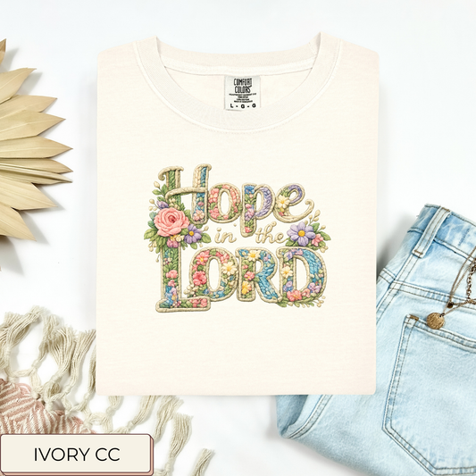 Floral Crochet Hope In The Lord Tee.