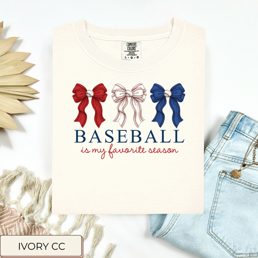 Baseball Is My Favorite Season Bows Tee.