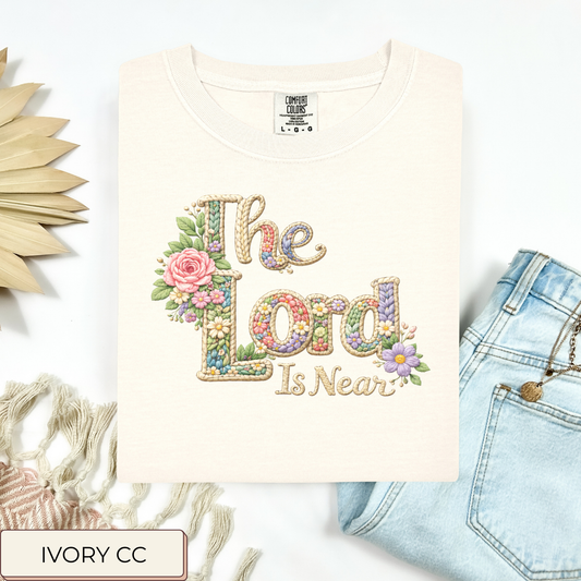 Floral Crochet The Lord Is Near Tee.