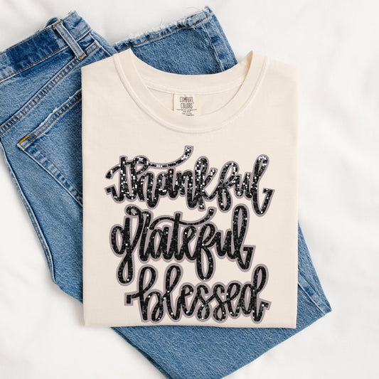 Thankful, Grateful, Blessed Tee.