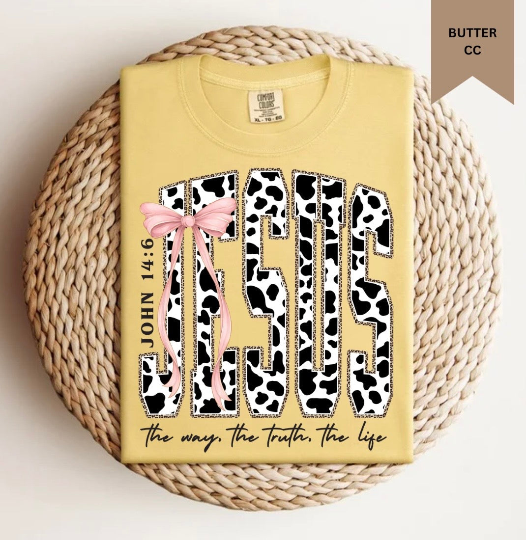 Cow Print Jesus Tee.