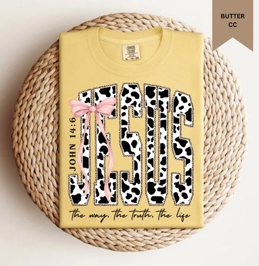 Cow Print Jesus Tee.