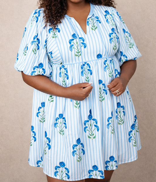 Blue Floral Plus Dress LT