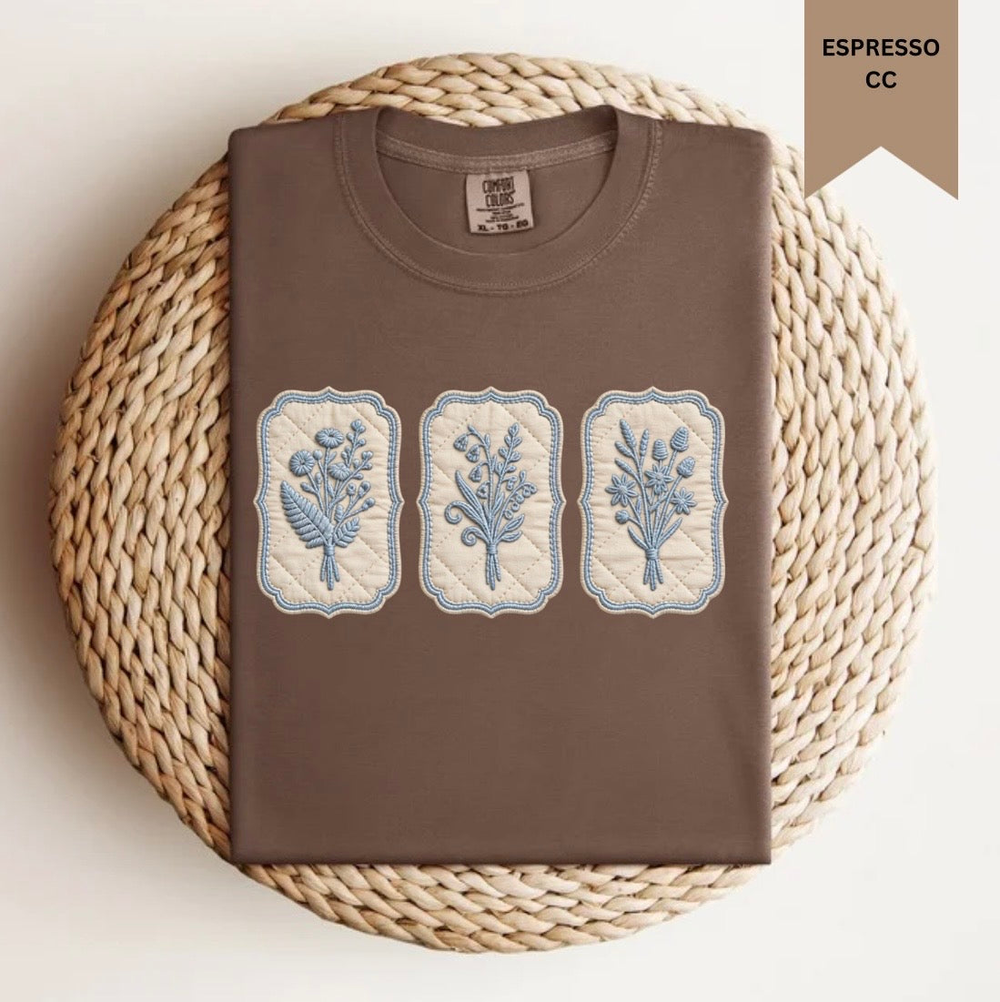 Blue Floral Three Panel Tee.
