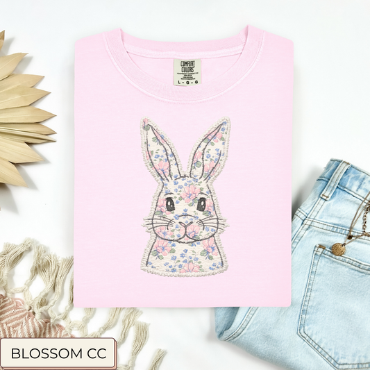 Faux Patch Floral Bunny Tee.