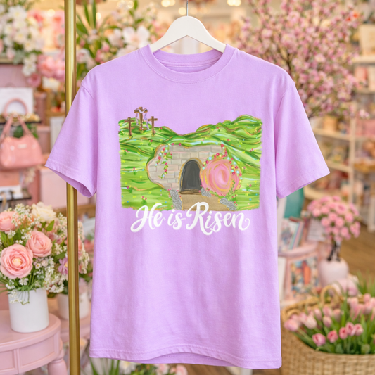 Watercolor He is Risen Tee.