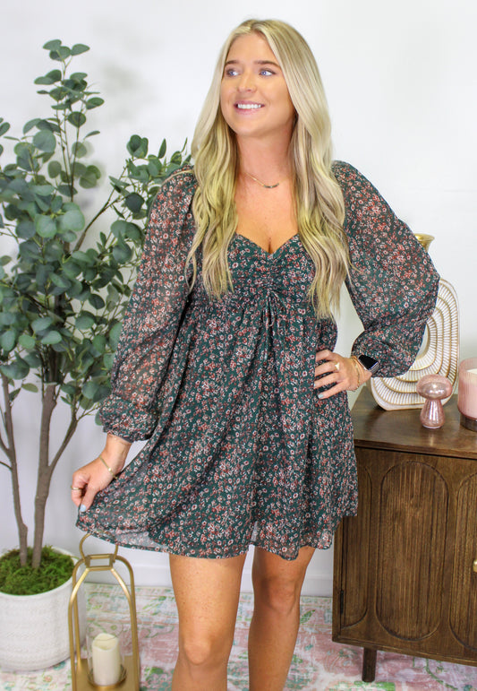 Floral Mini Dress (Red or Green)  Deal September.
