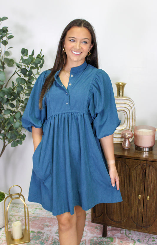 Blue Corduroy Dress LT