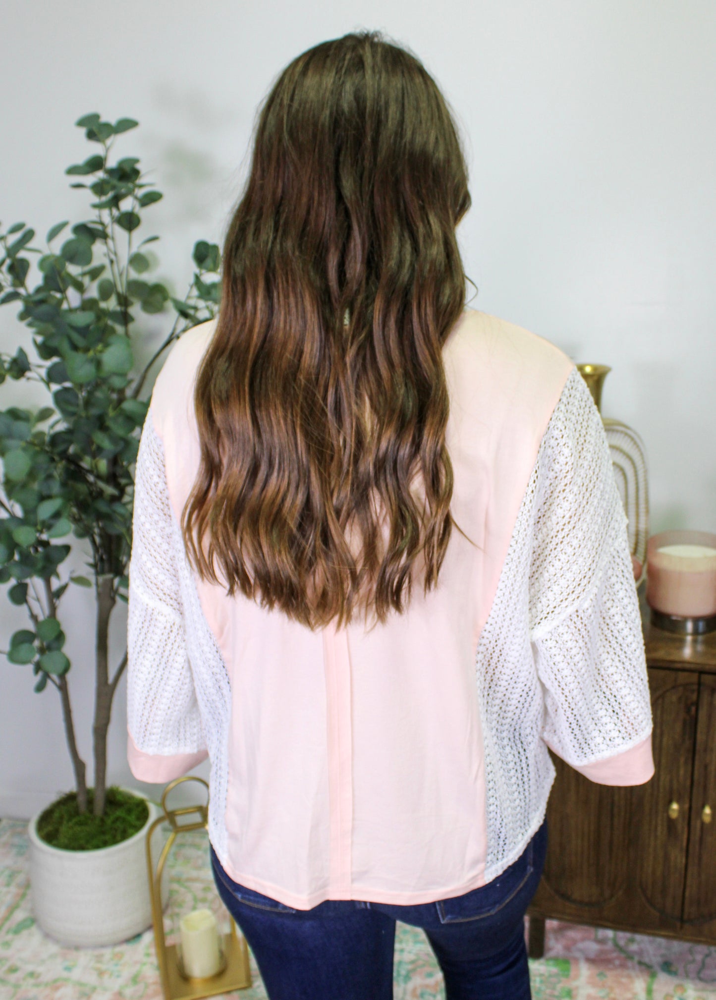 Pink Lace Crochet Floral Top LT