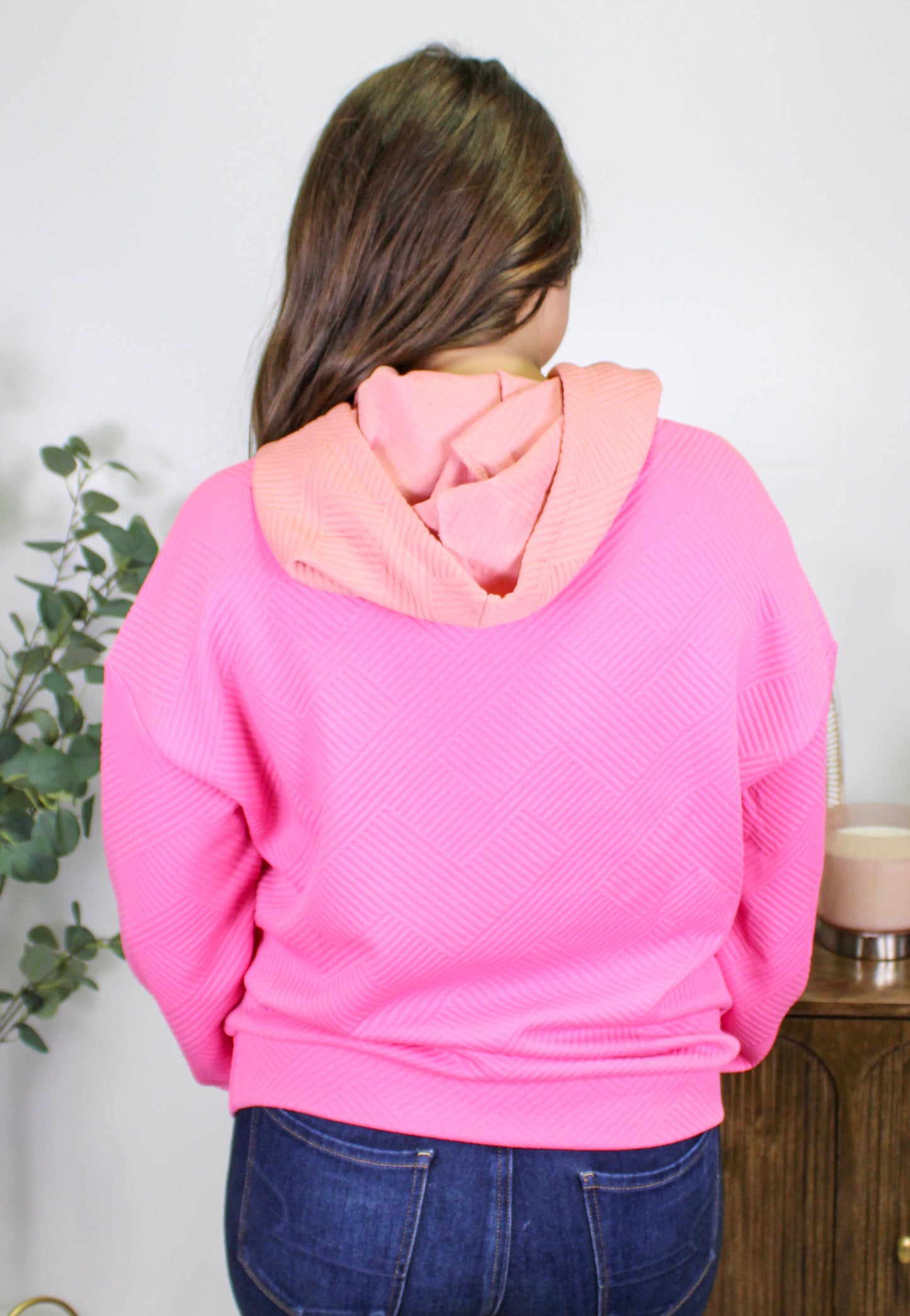 Pink Colorblock Textured Hoodie September.