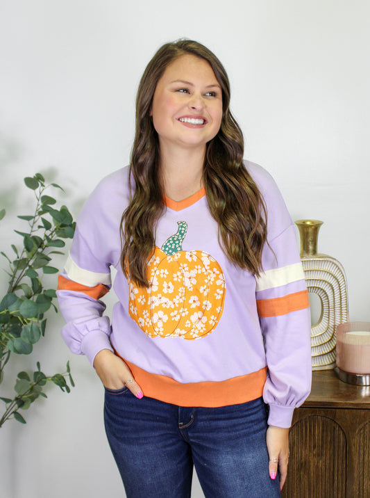 Purple Floral Pumpkin Pullover September.