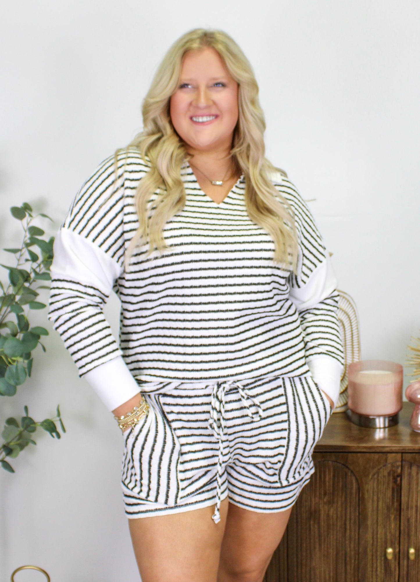 White Striped Plus Size Set September.
