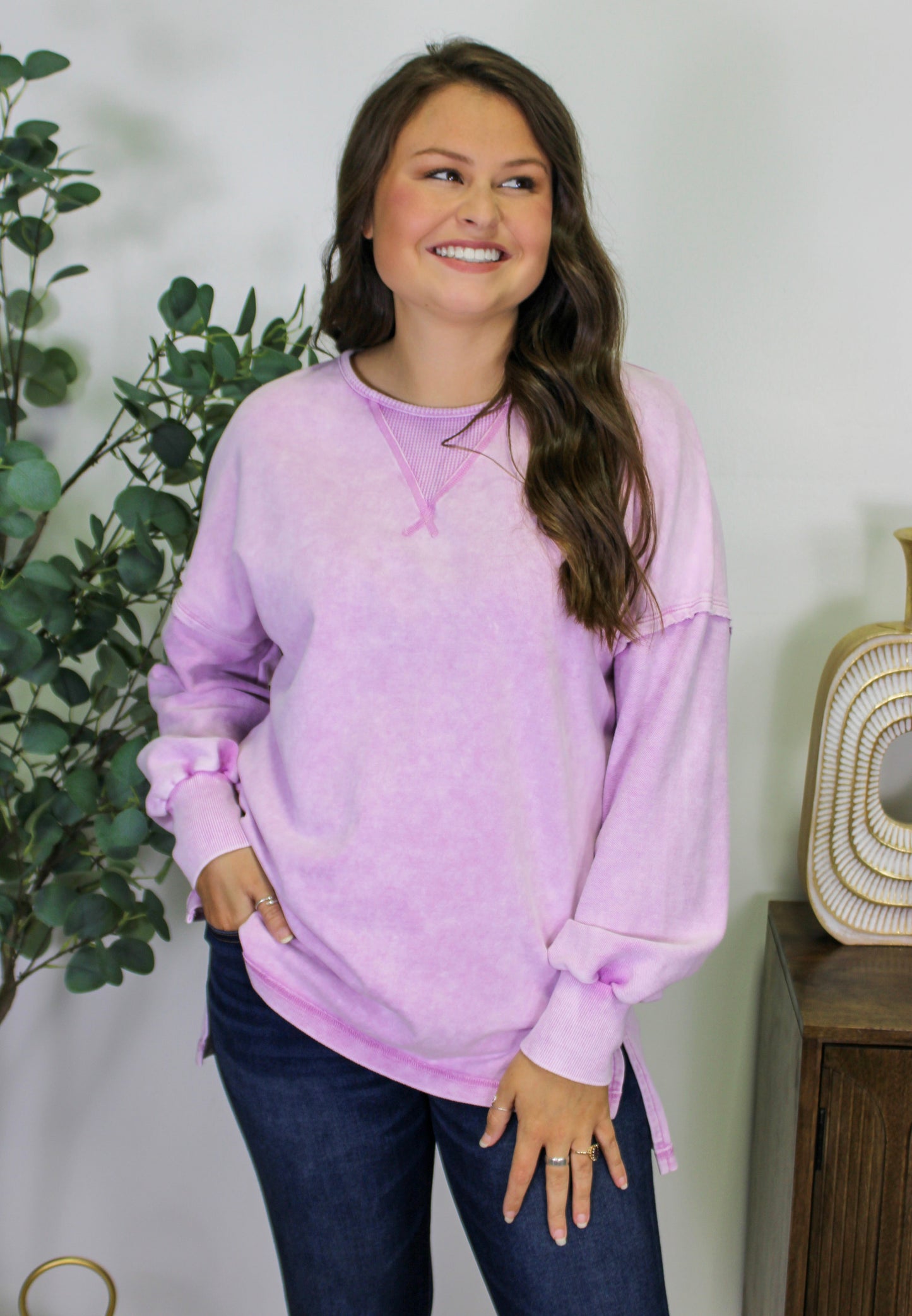 Purple Mineral Wash Long Sleeve Tee LT