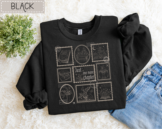 Just One More Chapter Stamps Sweatshirt.